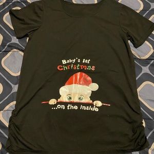 Maternity shirt baby’s first Christmas inside